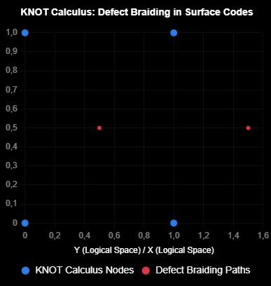 KNOT calculus string diagram illustrating defect braiding in surface codes
